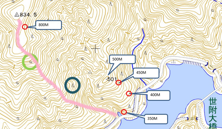 ミツバ岳ルート地図